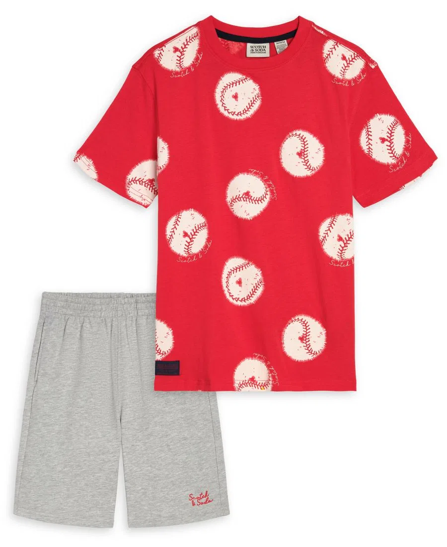Комплект из футболки с коротким рукавом и шорт, 2 предмета SCOTCH & SODA, Red Gray