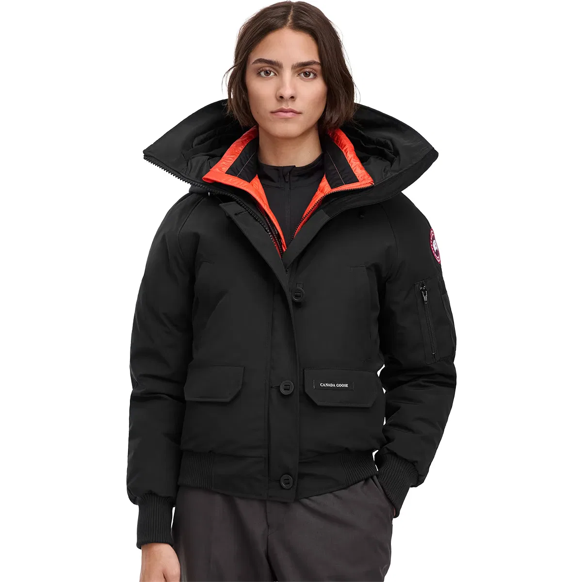 Женская утепленная куртка-бомбер с капюшоном Chilliwack bomber Canada Goose, черный
