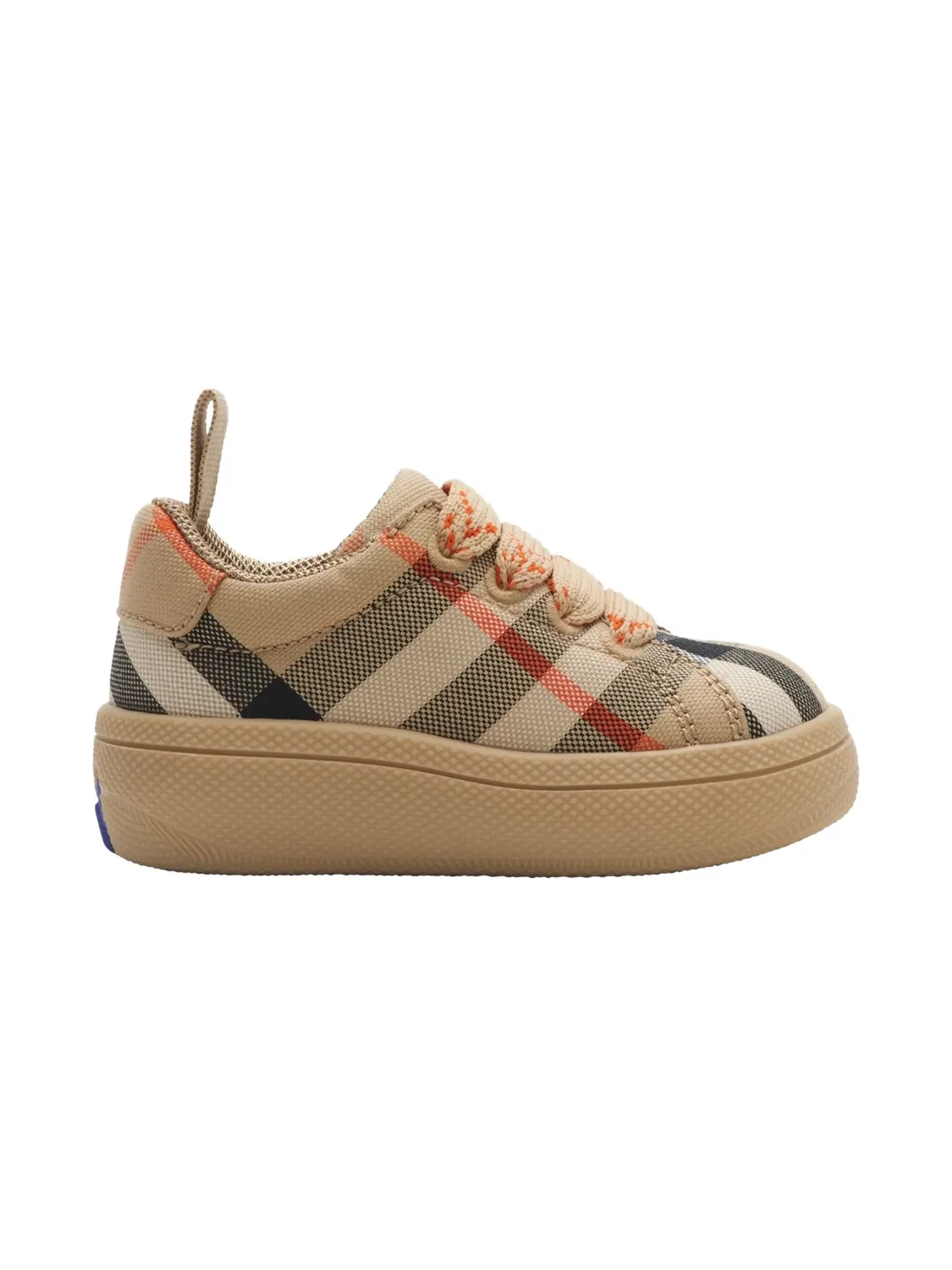 Клетчатые Хлопковые Кроссовки Burberry, песчаный бежевый