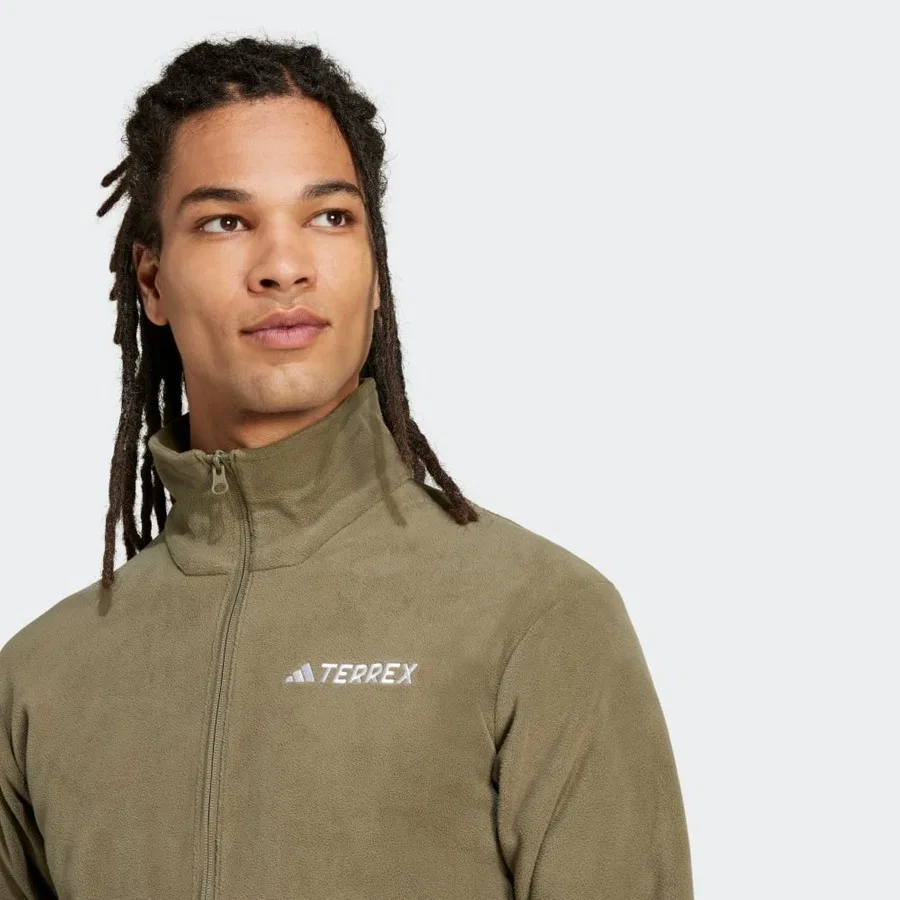 Толстовка с длинным рукавом adidas JP0796 mt Ess Fz Fl, Зеленый — фото 3