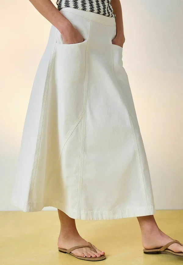 Юбка деним A-line skirt Next, белый — фото 3