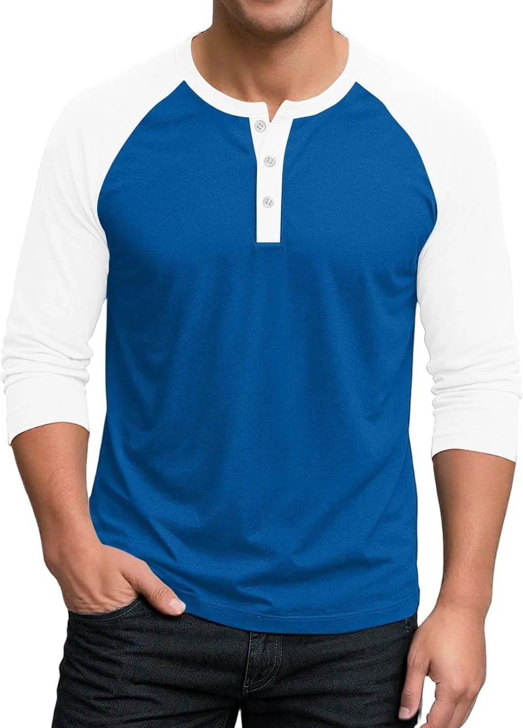 Мужская футболка Henley с коротким рукавом Raglan, легкая и влагоотводящая