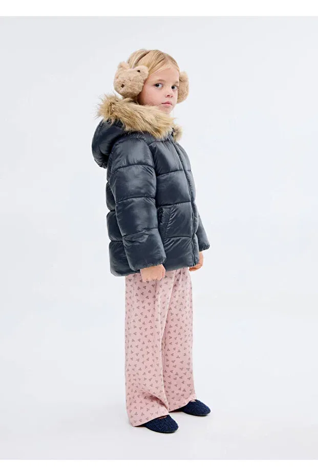 Детское пальто для девочек с капюшоном Mango Baby, Navy Blue — фото 2