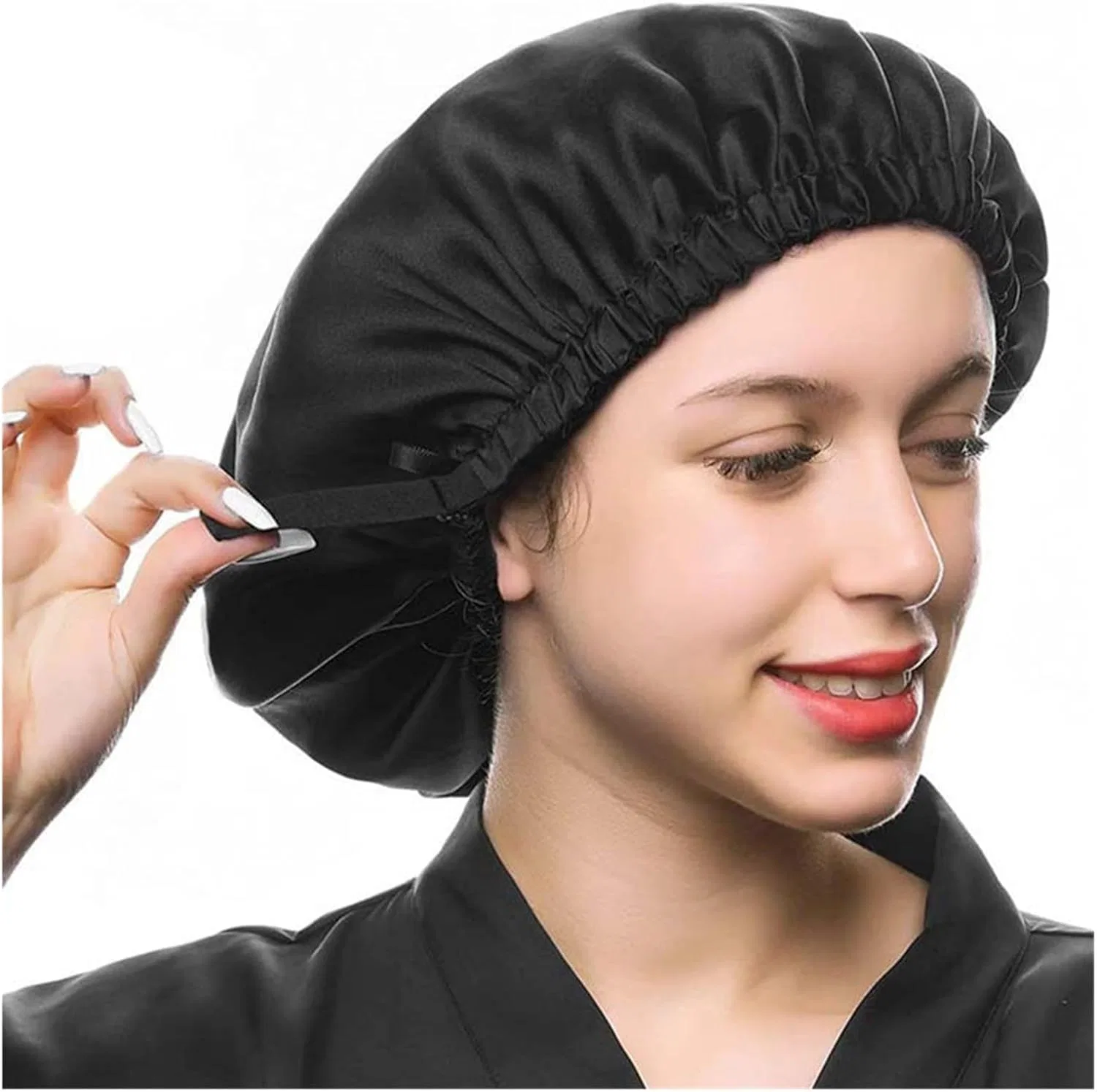 Шапочка для душа из шелка JTKSSCS, 1 шт, 52x34 см, Black