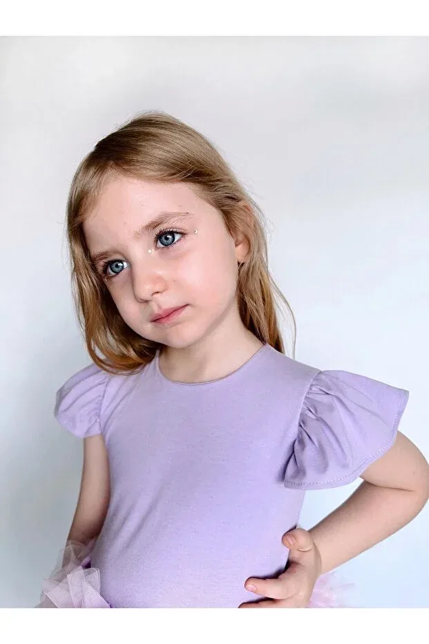 Детское платье для девочек с принтом Lilac short sleeve tutu skirt dress Linola Baby Kids, Lilac — фото 4