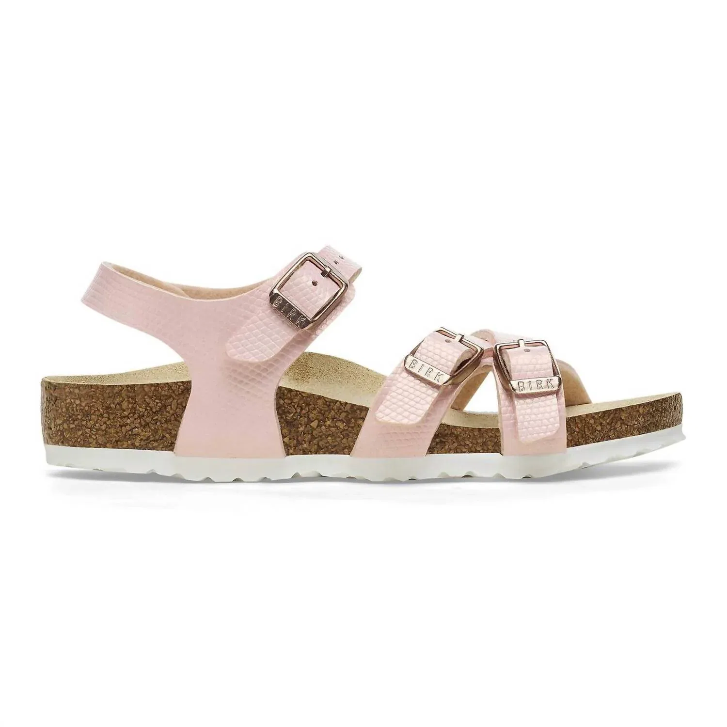 Детские сандалии с перекрещивающимися ремешками Kumba Crossed Straps Birkenstock, Shiny Lizard Light Rose — фото 2