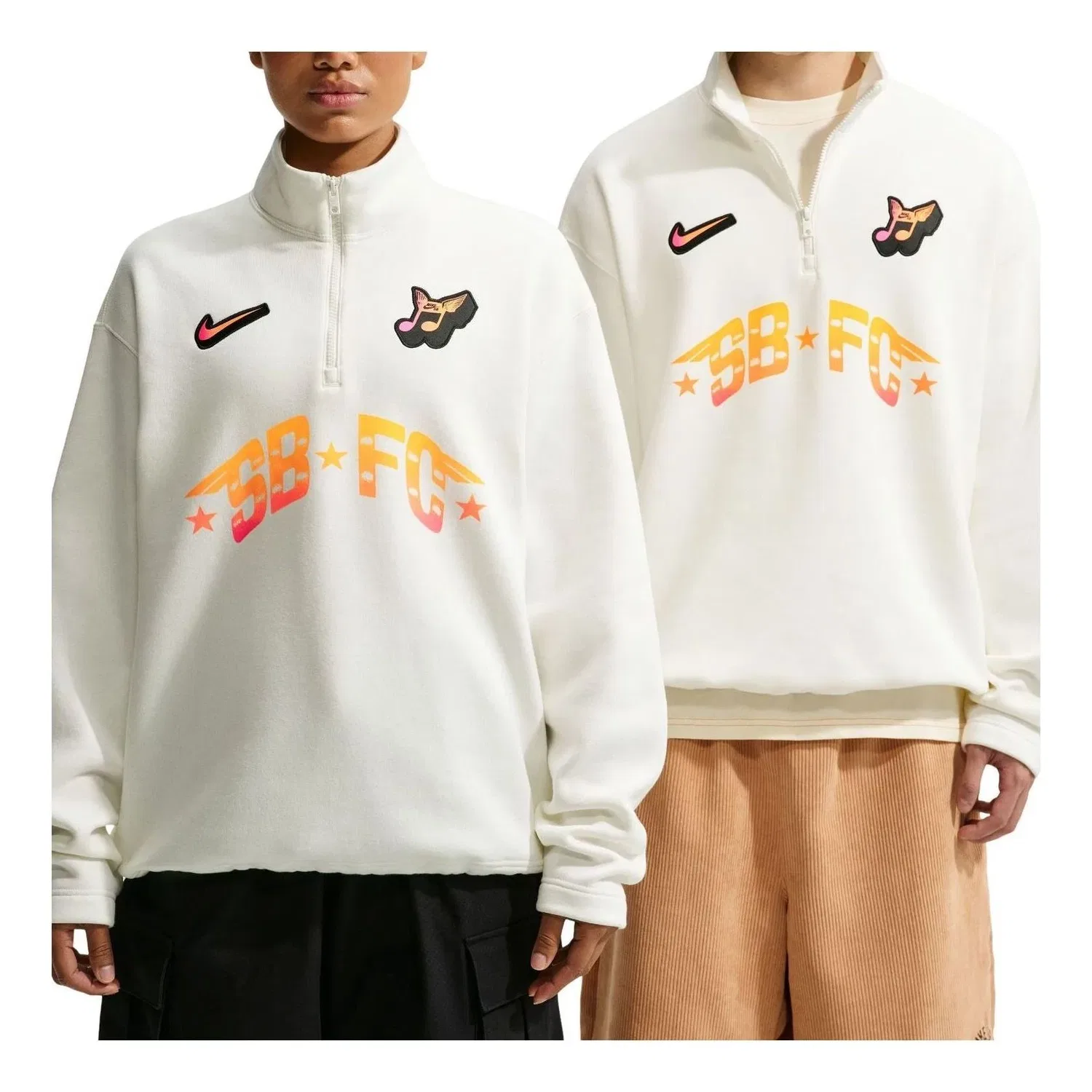 Мужской свитшот с флисом и молнией Nike SB Skate 1 2-Zip Fleece Crew-Neck, белый