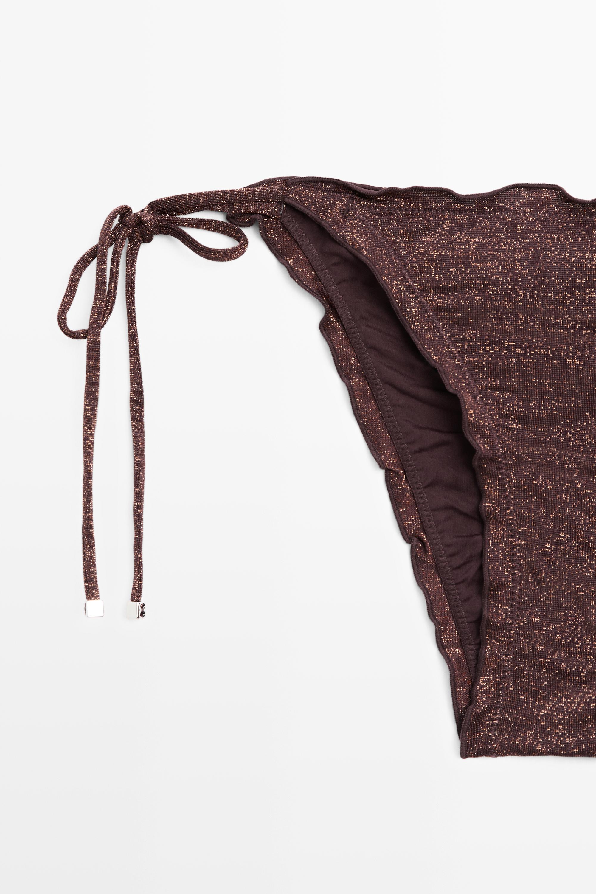 Плавки-бикини Massimo Dutti Shimmery ruffled, коричневый — фото 4