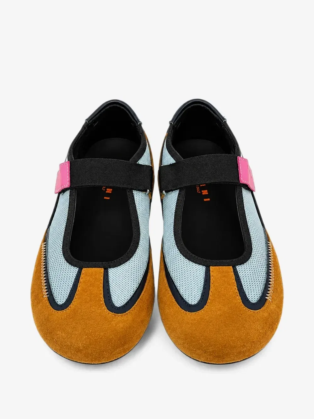 Балетки с логотипом на липучках Marni Kids, синий — фото 4