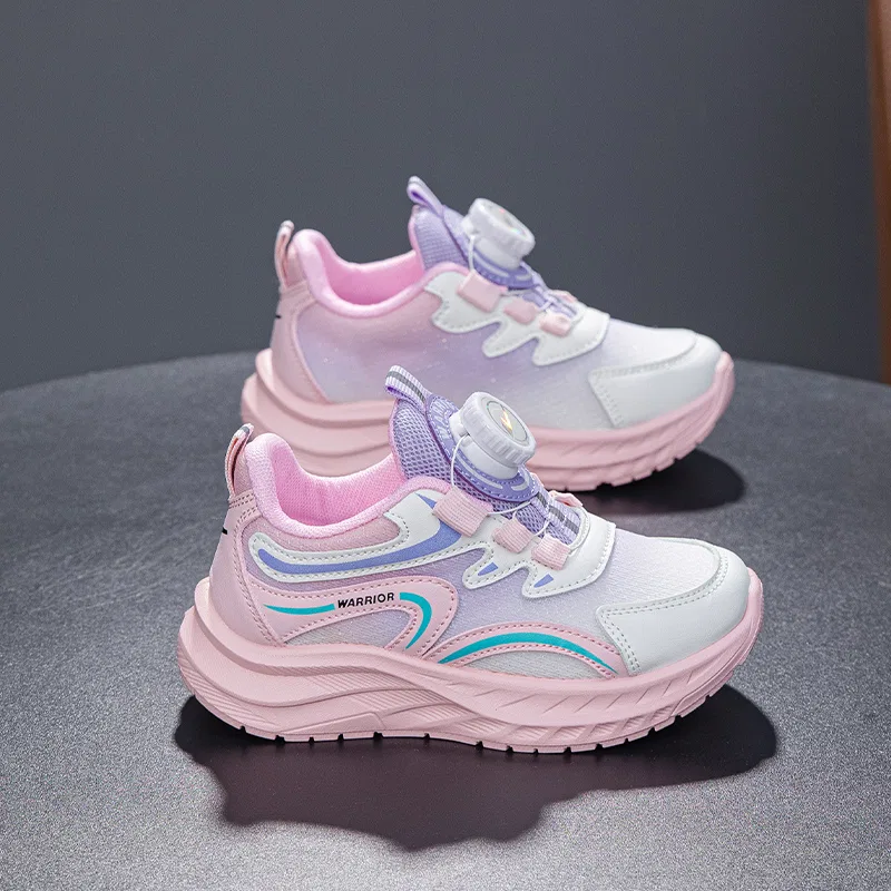 Детские кроссовки с сетчатым верхом Beige Purple Pink WARRIOR — фото 4