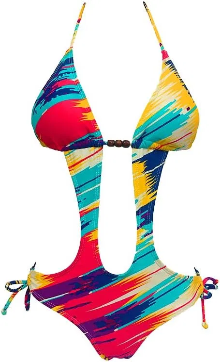 Женский монокини с вырезами и галстуками Tie Dye 2