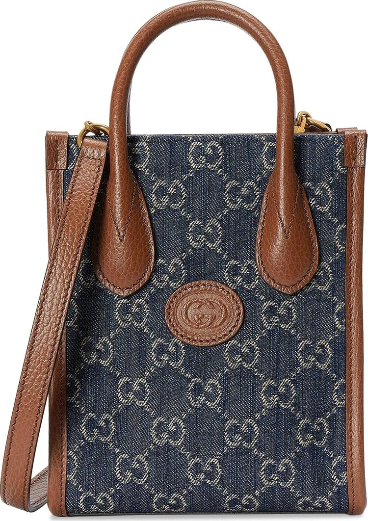 

Сумка Gucci Mini Tote Bag With Interlocking G Blue/Ivory, синий