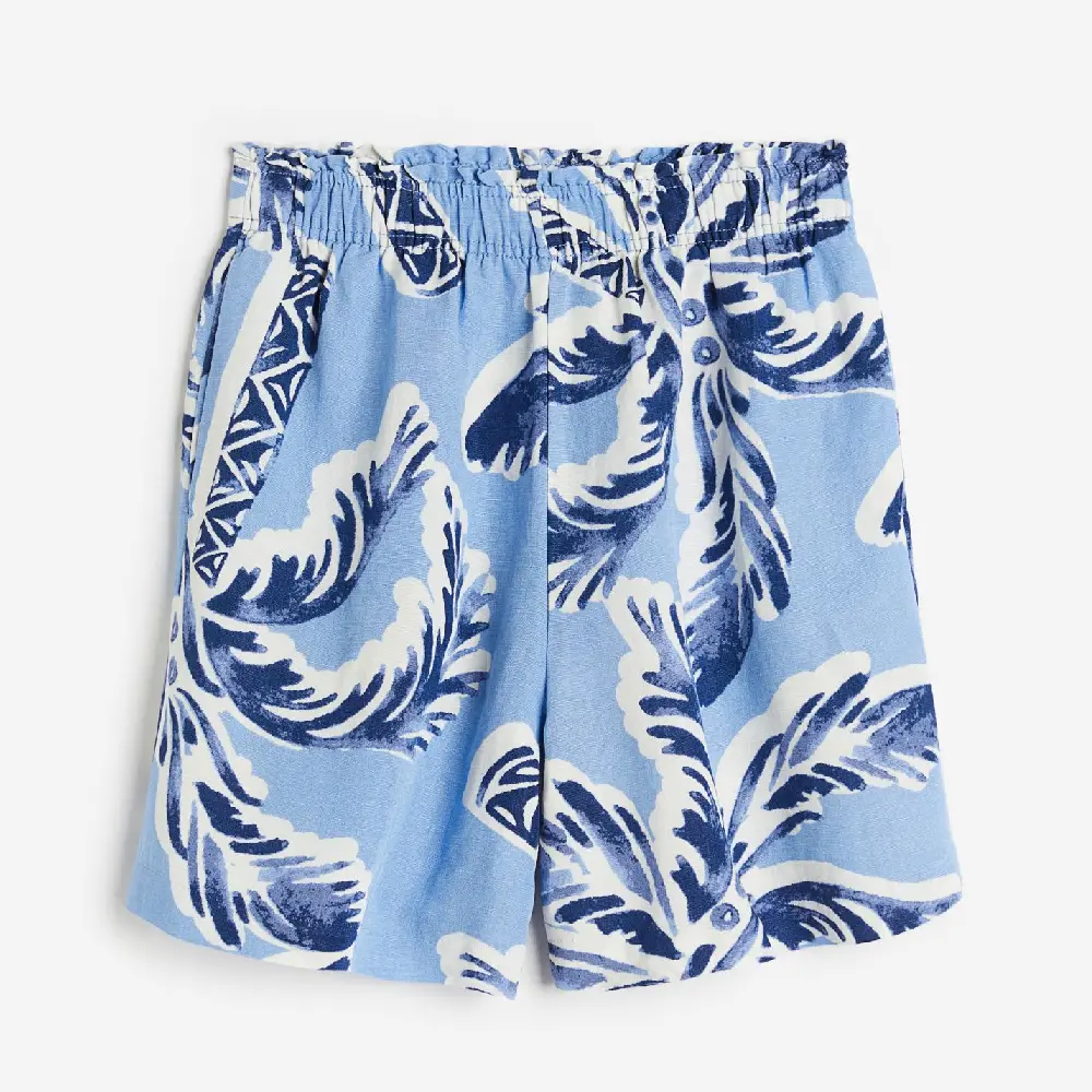 

Шорты H&M Linen-blend Pull-on, голубой