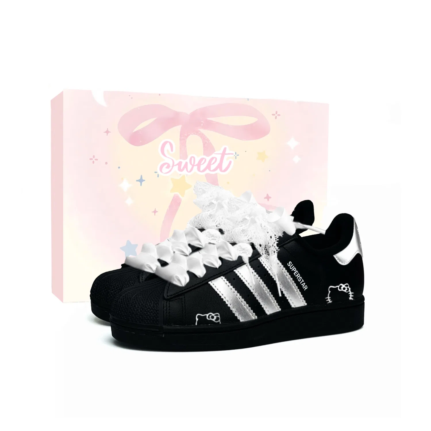 Детские кеды для скейтбординга Superstar 2, Adidas Originals, Black Silver