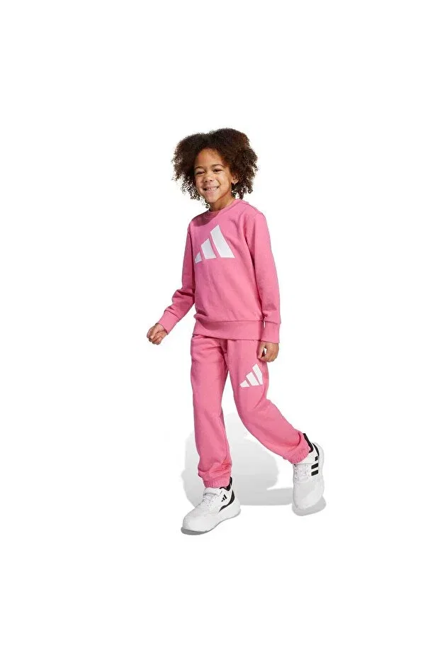 Детский спортивный комплект для девочек хлопковый Essentials Joggers Kids Tracksuit Set Adidas, Pink Fusion-White