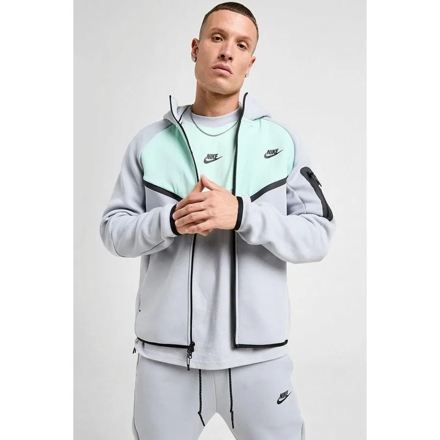 Свитшот мужской с капюшоном Tech Fleece Mix Full Zip Windrunner Hoodie Nike, Зеленый — фото 3