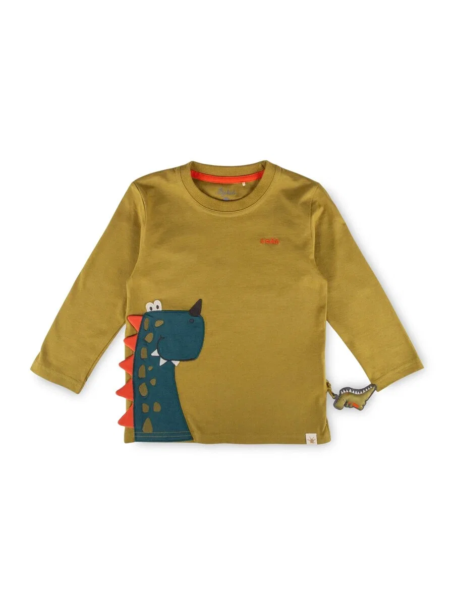 Футболка SIGIKID 'Langarmshirt Dino Fun' зеленого цвета
