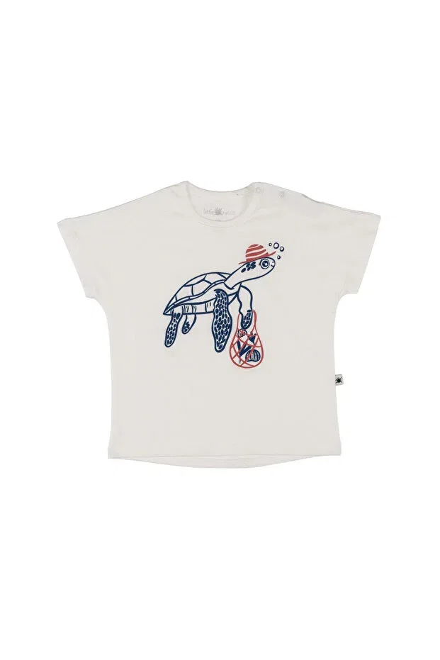 Детская футболка с принтом Party Organic Cotton Tshirt Little Yucca, Off White