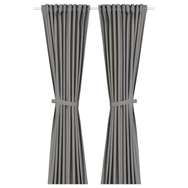 

Шторы с подхватами Ikea Lenda, 140х250 см, 2 штуки, темно-серый