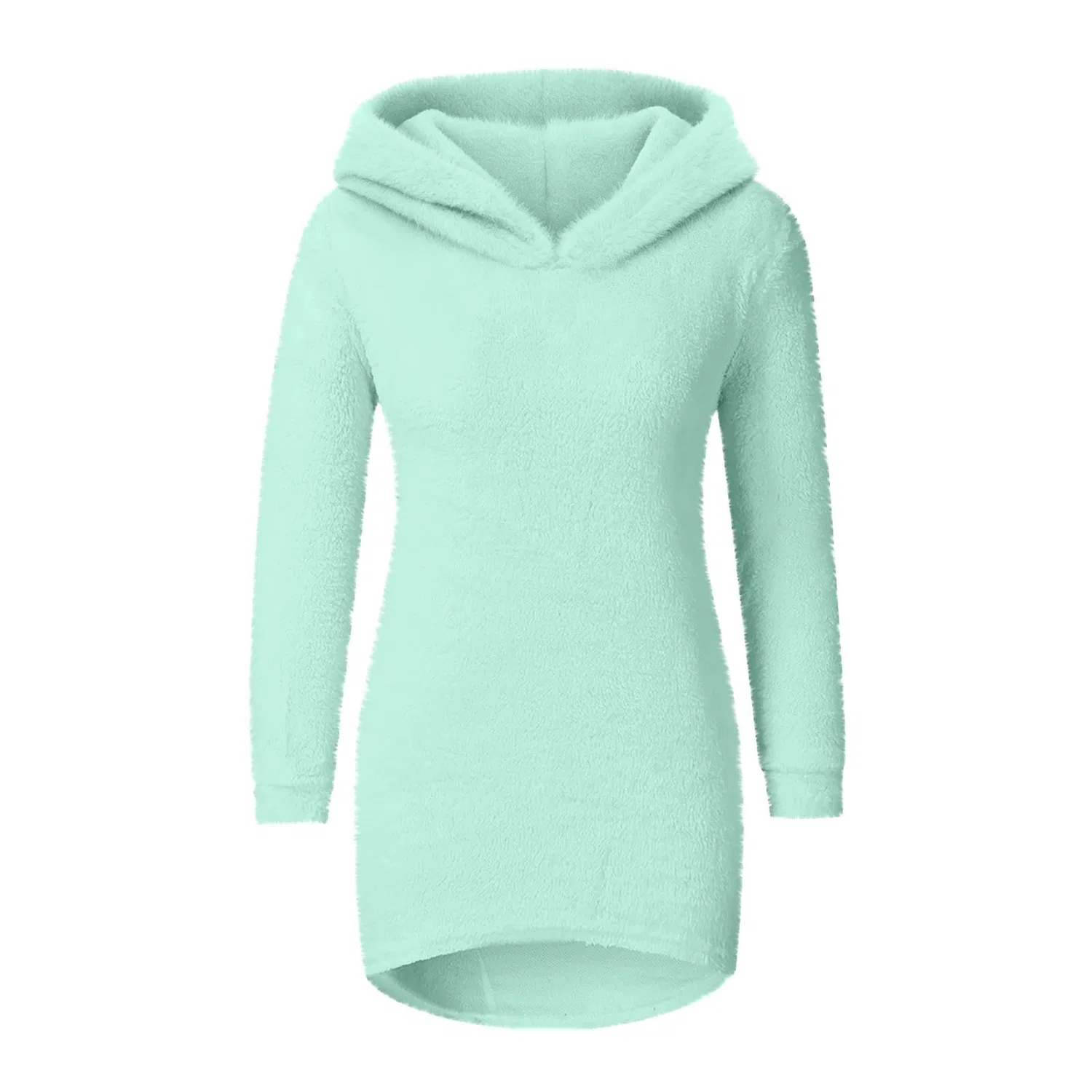 Женский свитшот с капюшоном из флиса с длинным рукавом, Green Mint — фото 2