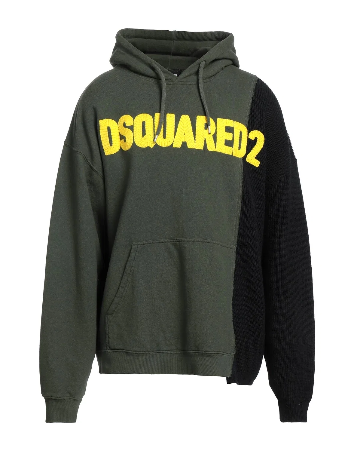 Мужской свитшот с капюшоном с вышивкой логотипа Dsquared2, темно-зеленый