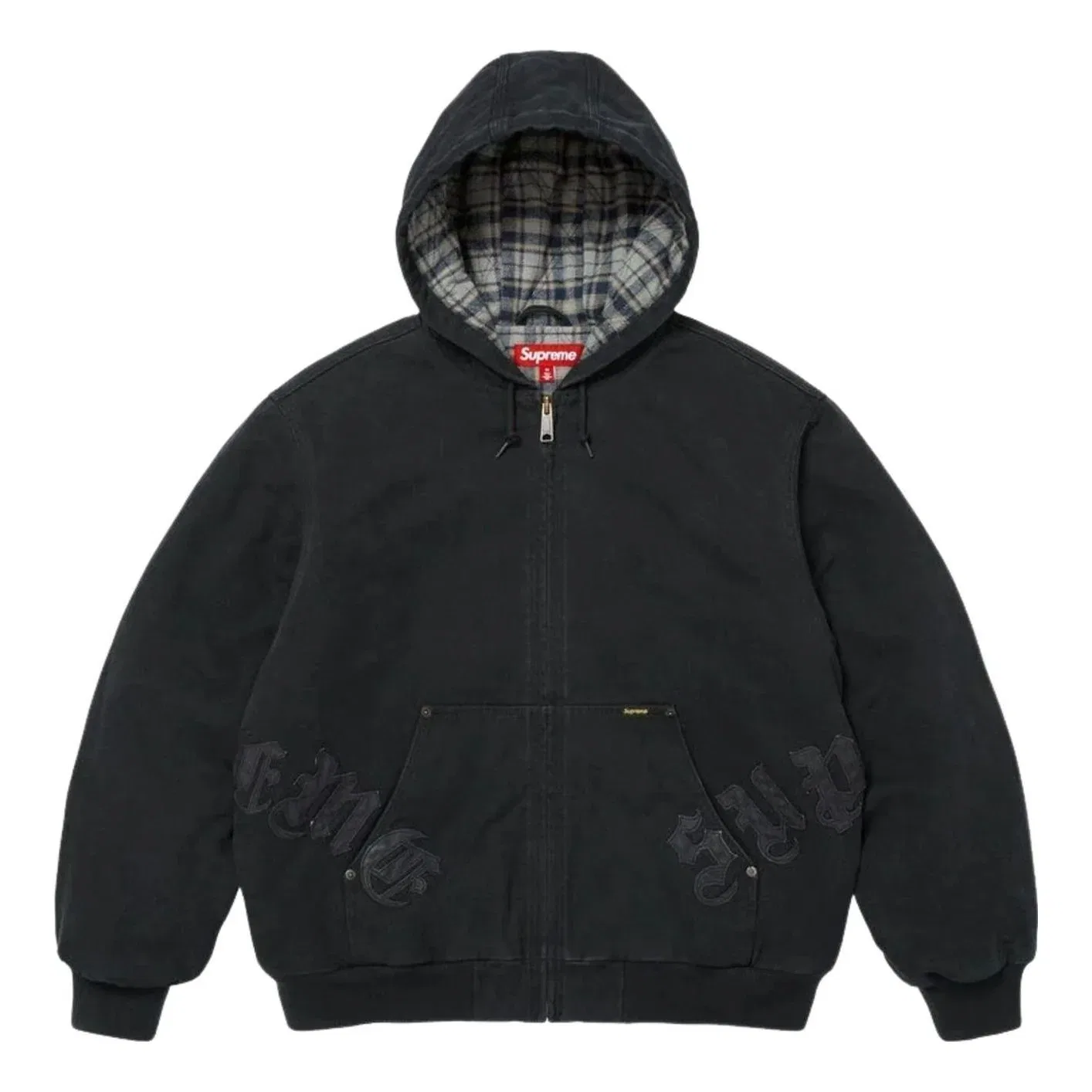 Мужская куртка FW26 Leather Applique Hooded Work Jacket 'Black' Supreme, черный