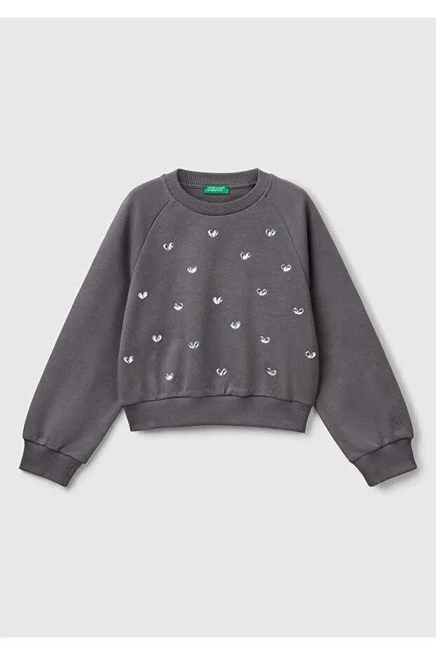 Детские свитшот для девочек с длинным рукавом United Colors Of Benetton, Anthracite