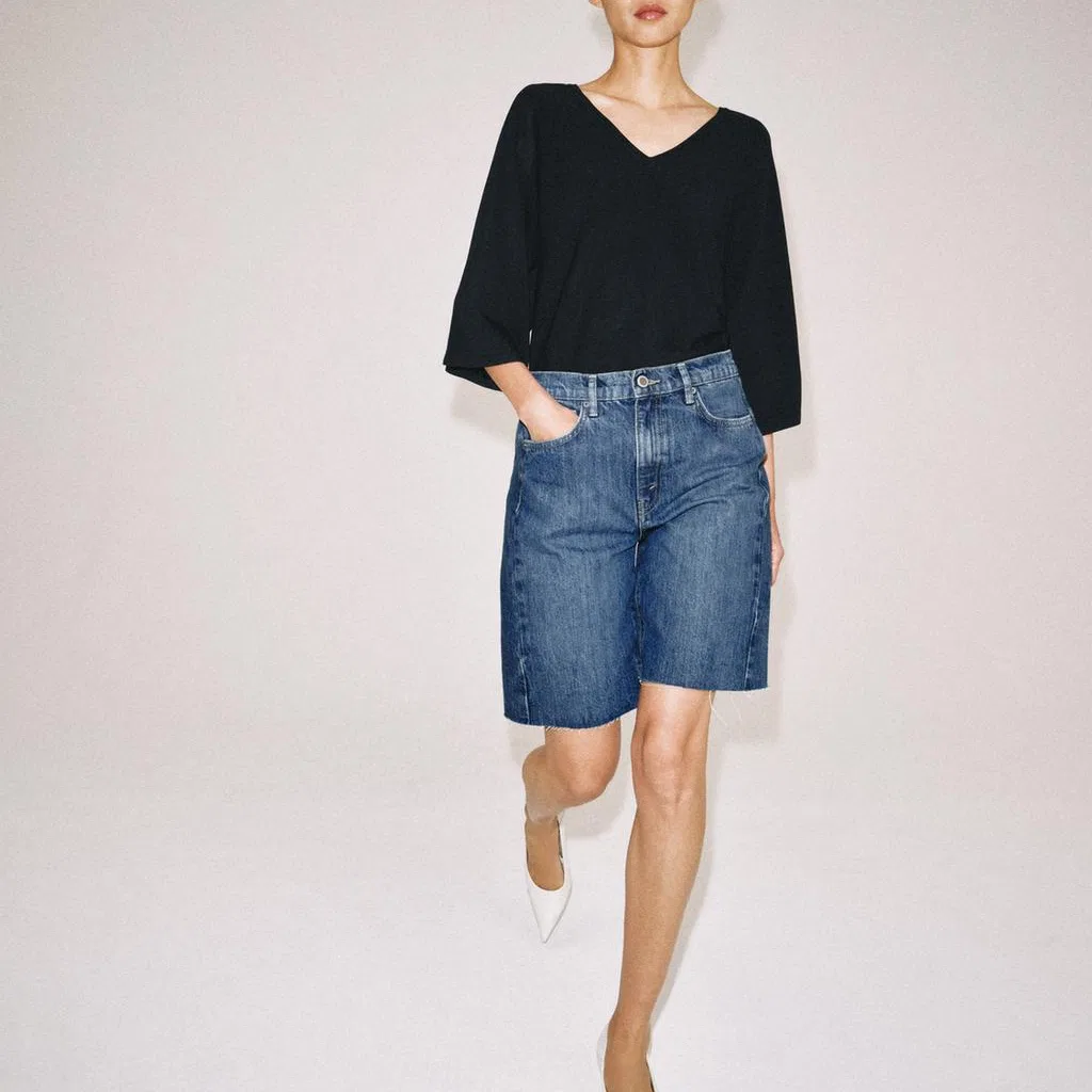 Женские джинсовые шорты Medium Blue ZARA, Medium Blue — фото 4
