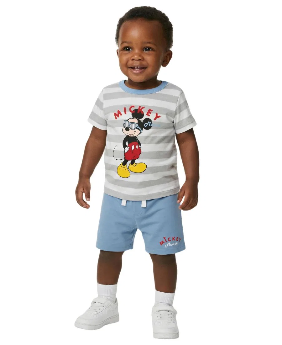 Комплект из футболки и шорт с принтом Микки Мауса Disney, Blue/Gray