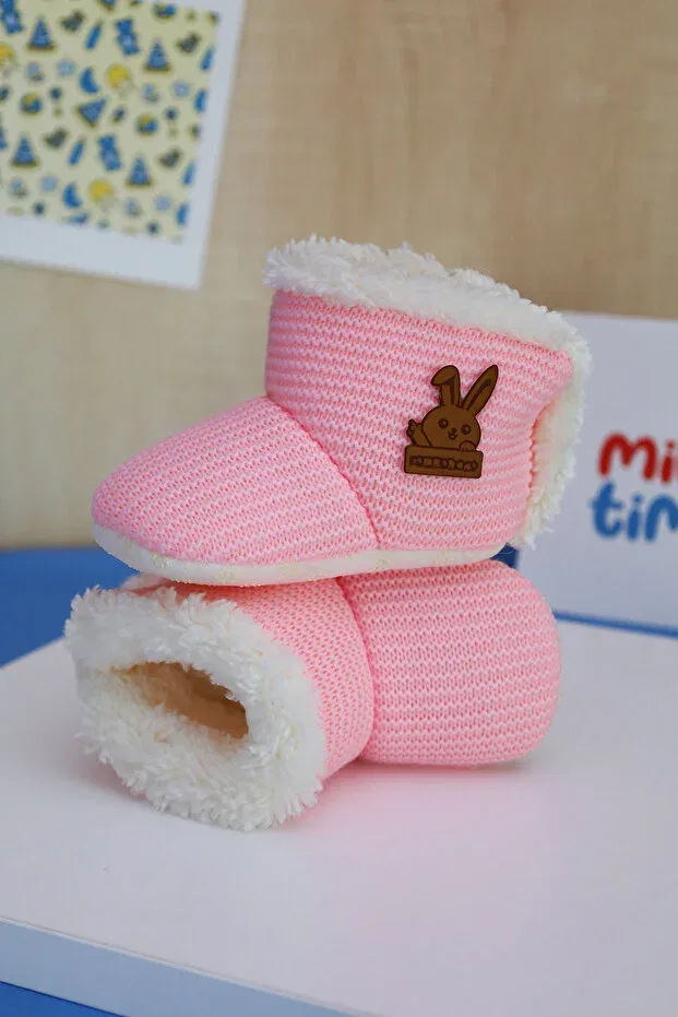 Детские тапочки без шнурков с начесом Minytim, Candy Pink