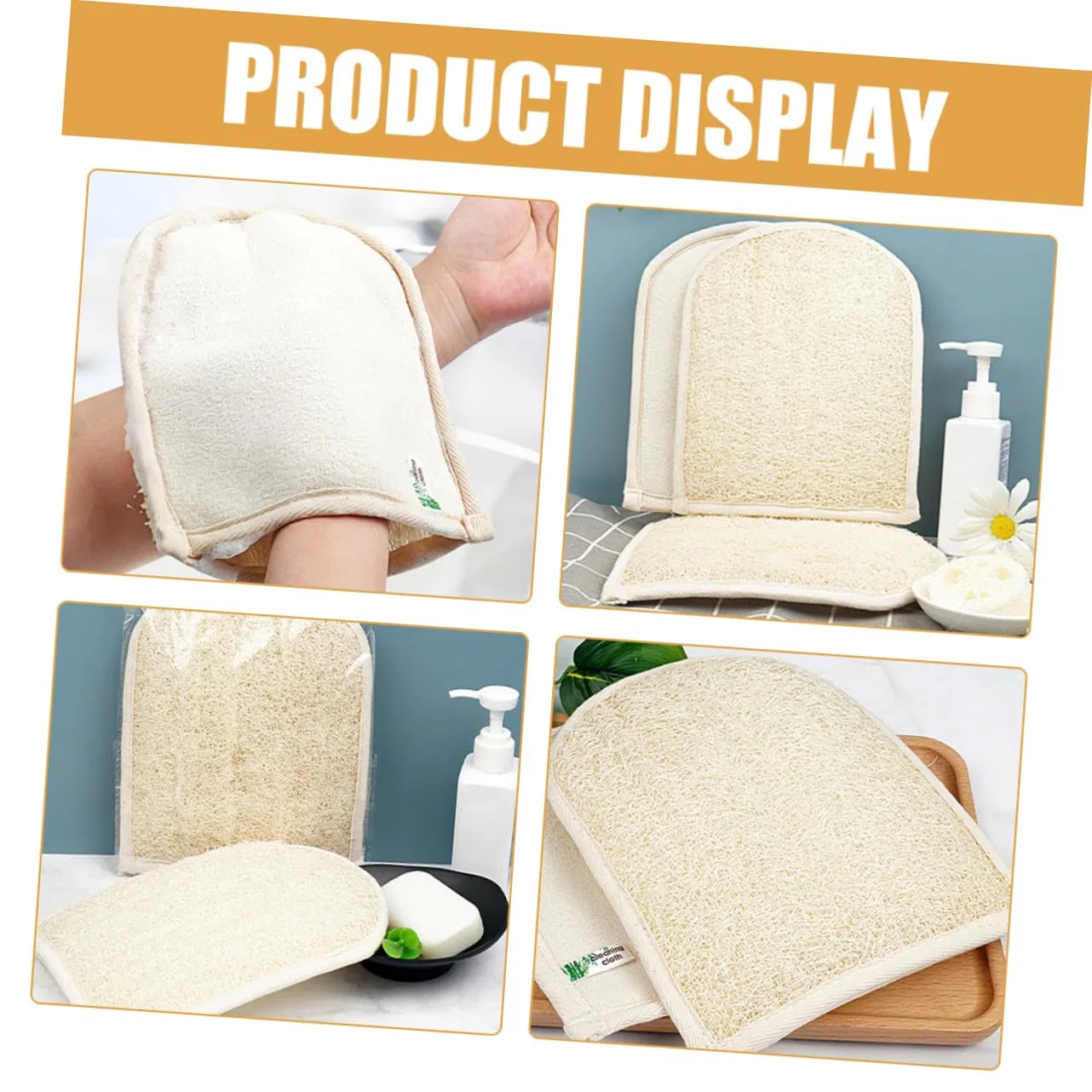 Мочалка для душа Exfoliating Gloves, SHERCHPRY, 20x15x1 см, Beige — фото 4