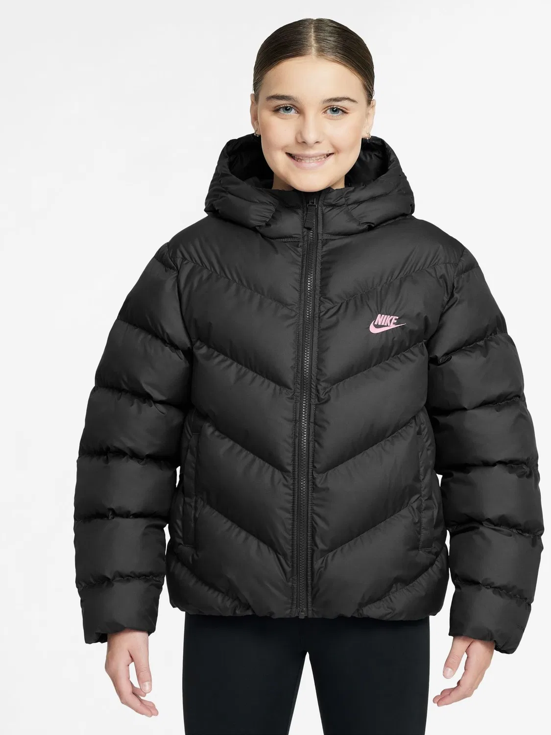 Пуховик стеганый Nike Black/Pink, черный/розовый — фото 2