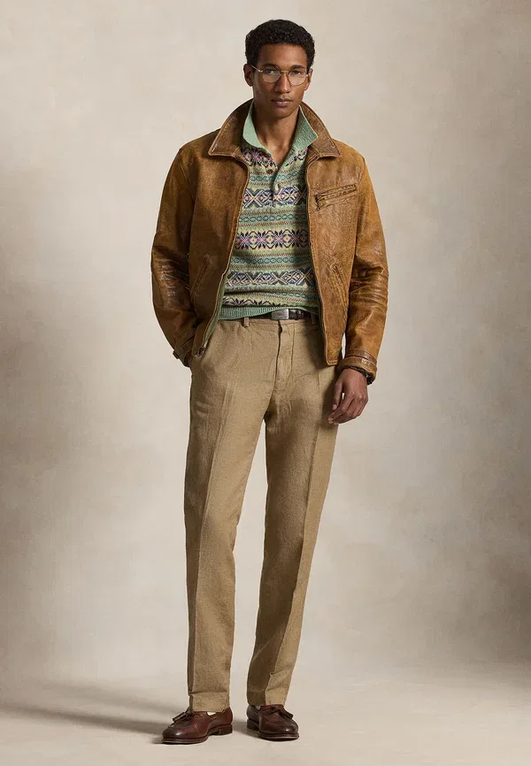 Брюки из льна и хлопка Polo Ralph Lauren, хаки — фото 2