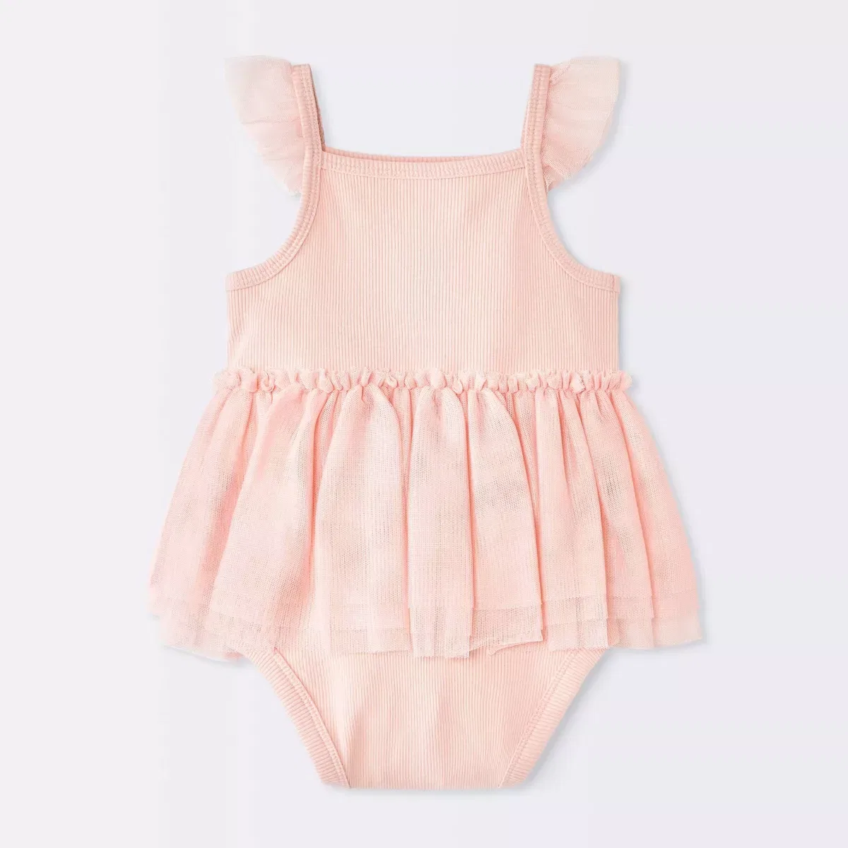 Детское платье-комбинезон с рукавом-фонарик из тюля NEWBORN, Pink — фото 2