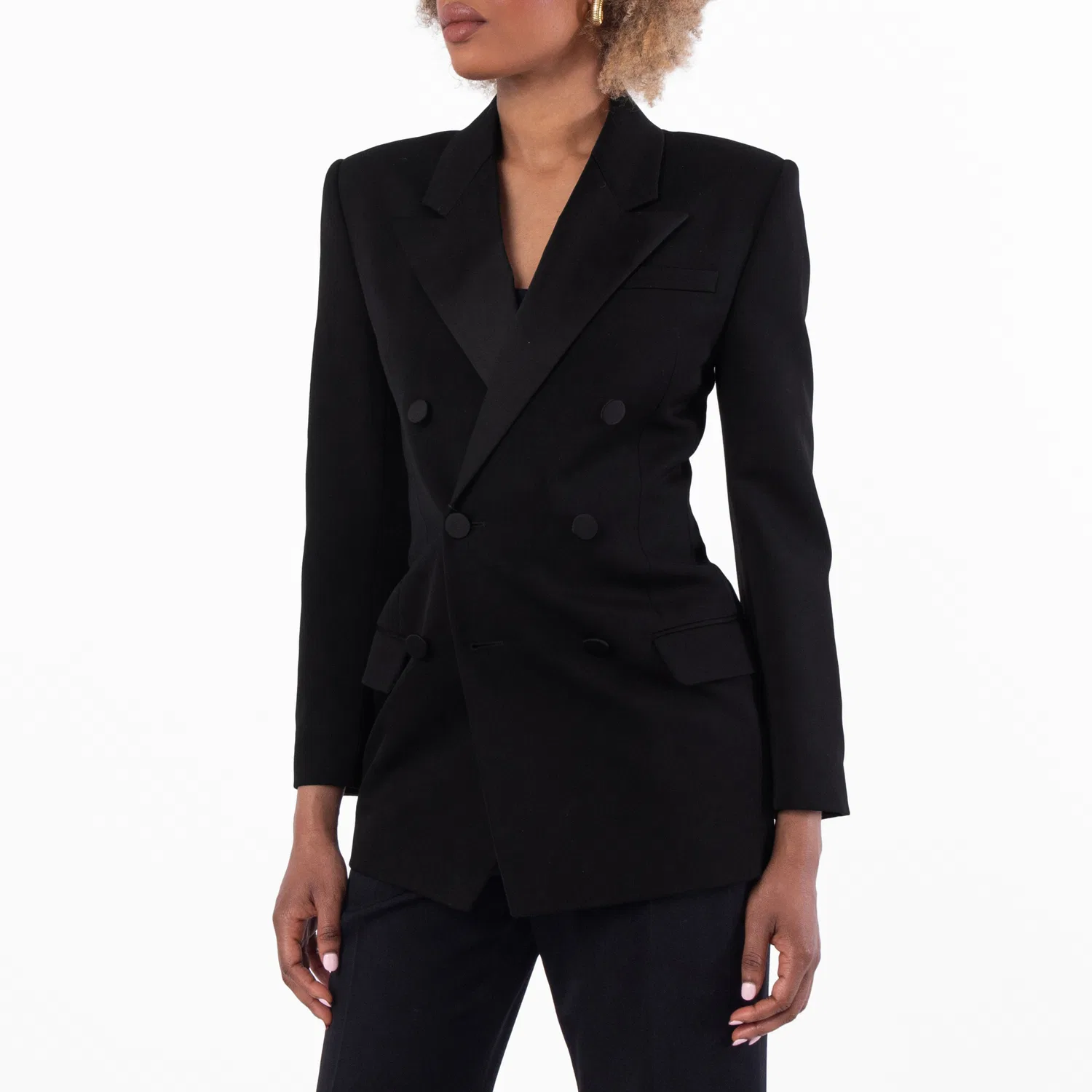 Жакет смокинг из габардина Grain De Poudre Tuxedo Jacket Saint Laurent, Black — фото 3