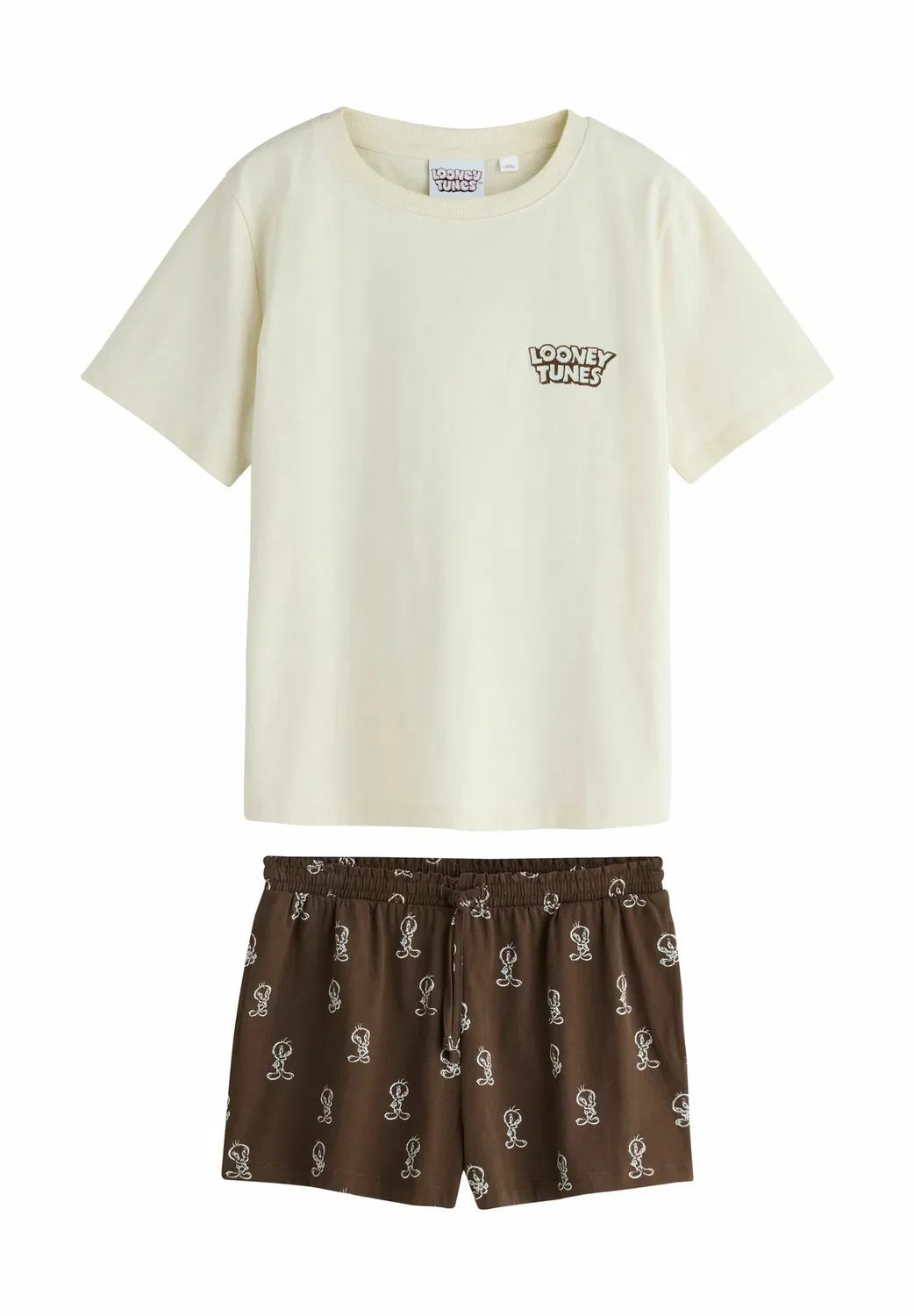 Короткий пижамный комплект - пижамный комплект Next, Ecru Brown Looney Tunes