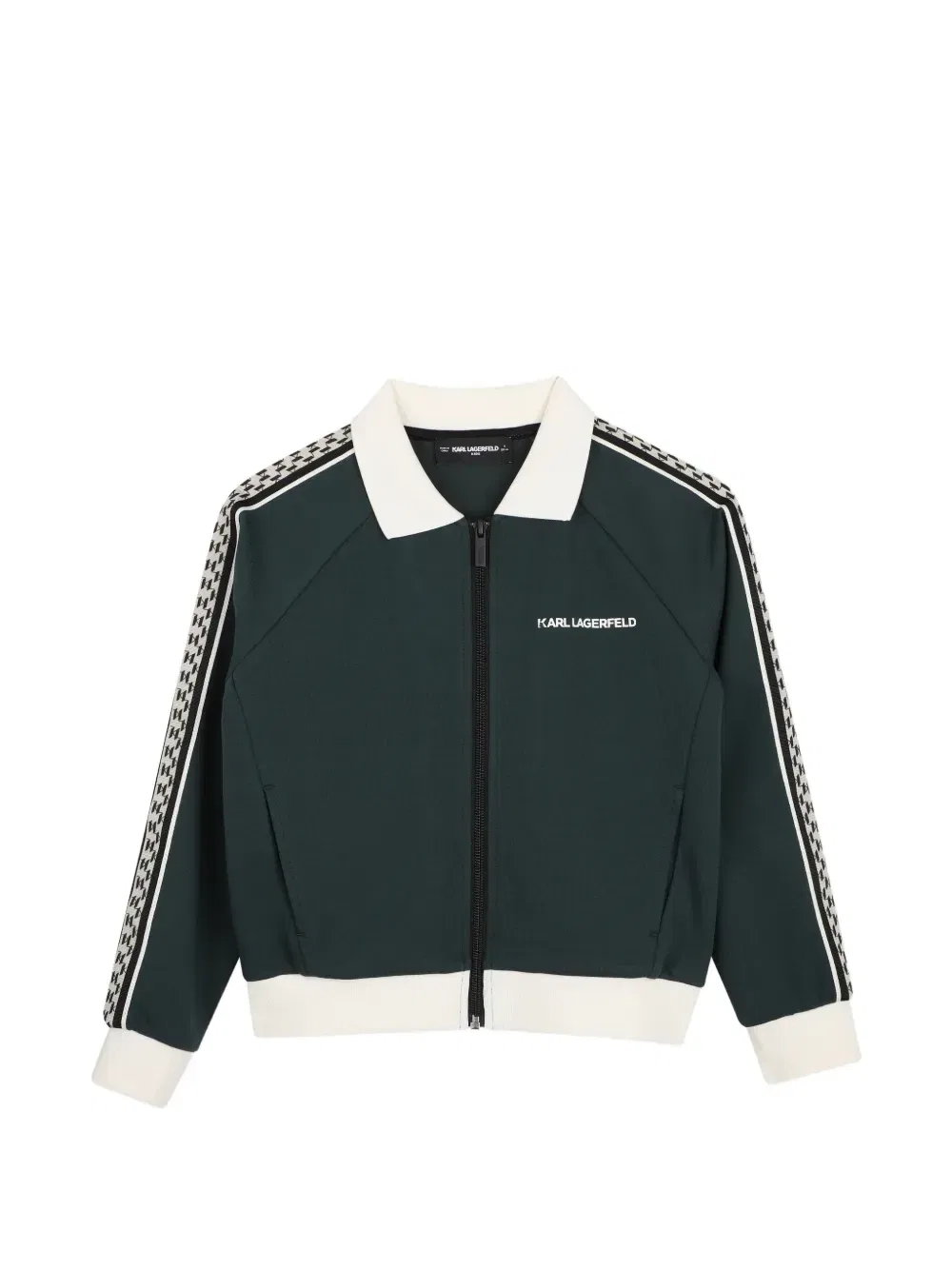 Бомбер на молнии с логотипом Karl Lagerfeld Kids, зеленый