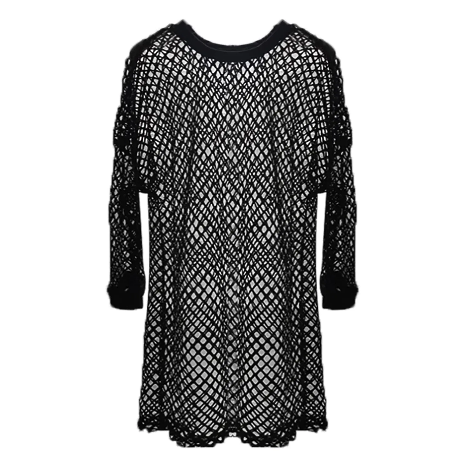 Мужская прозрачная рубашка с длинным рукавом из сетки, W Black