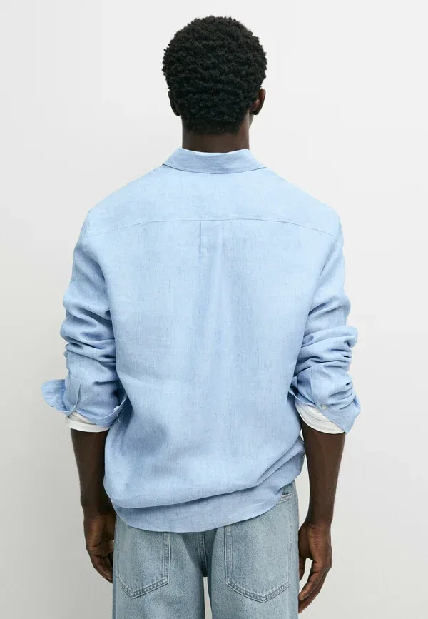 Рубашка из льна Massimo Dutti Dark Blue, темно-синий — фото 3