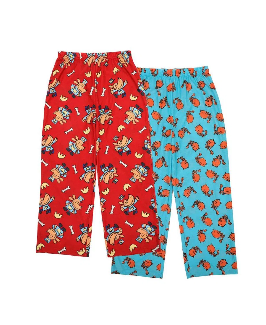 Пижамные штаны с принтом, 2 пары, бренд Dog Man, Red & Turquoise