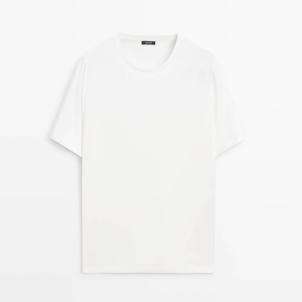 Футболка Massimo Dutti Short Sleeve Linen Blend, белый