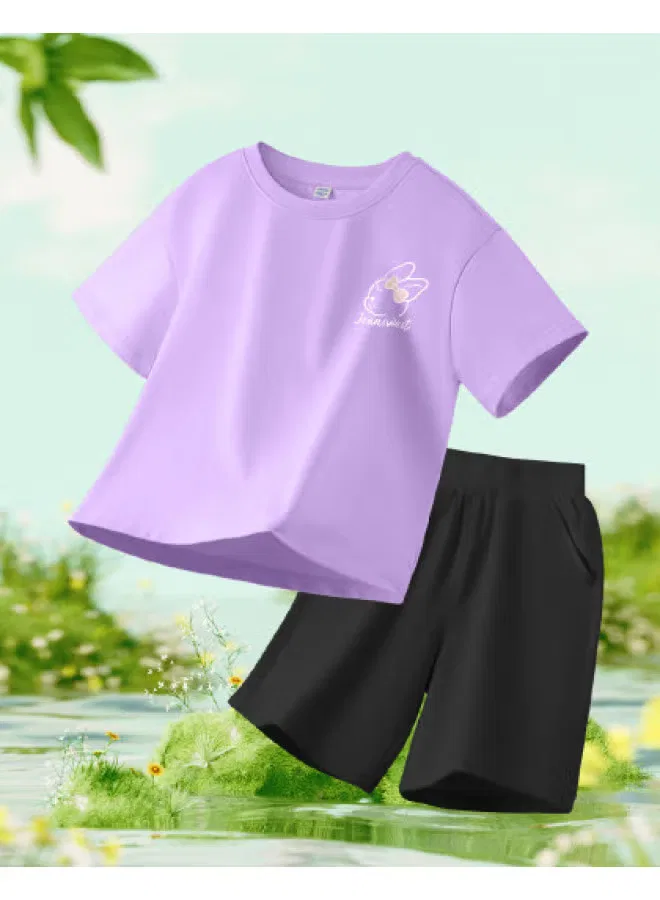Комплект футболок с коротким рукавом для девочек, летний, Jeanswest, светло-фиолетовый