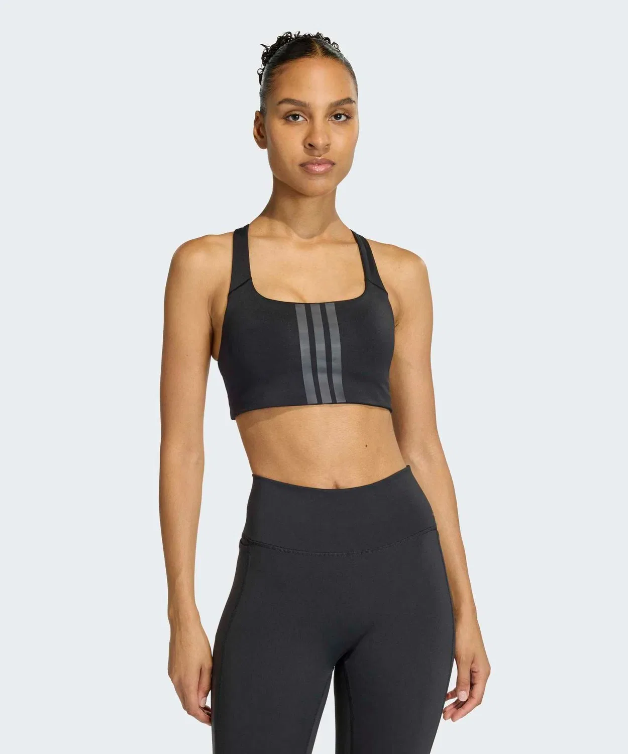 Женский спортивный бюстгальтер средней поддержки Optimum Workout Three Stripes Adidas, Black
