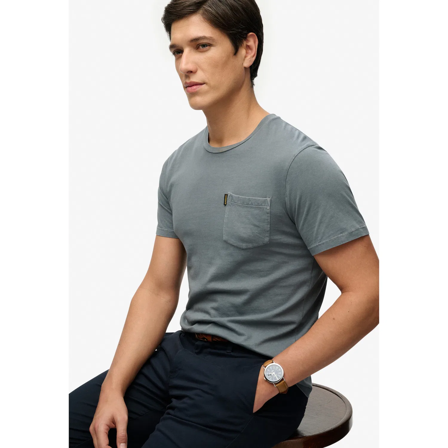 Детская хлопковая футболка с круглым вырезом Superdry, Blue — фото 2