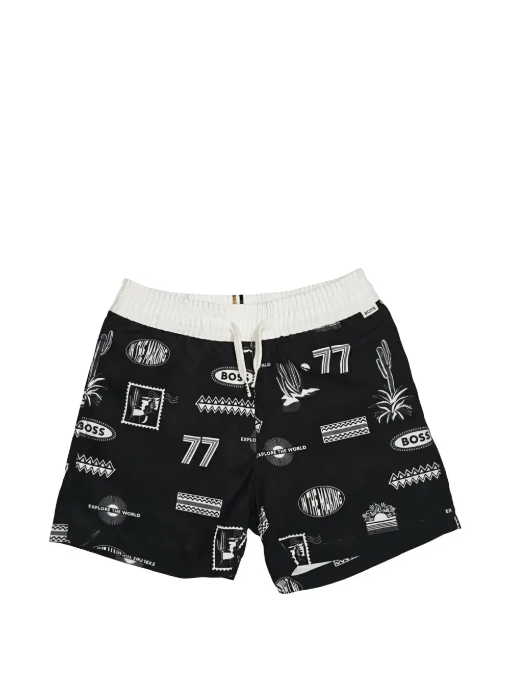 Плавки-шорты с кулиской и графичным принтом BOSS Kidswear, черный