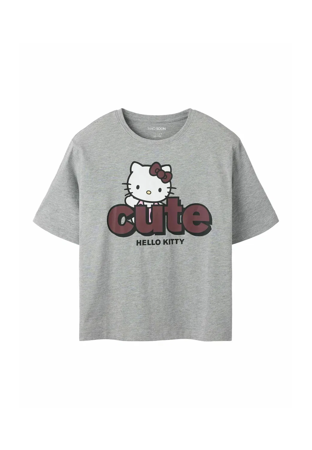 Футболка с принтом Hello Kitty Two Soon, Grey Melange — фото 2