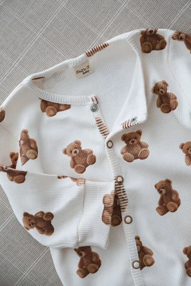 Детский комбинезон для девочек с принтом Teddy Bear Pattern Dodo'S Baby, Brown — фото 3