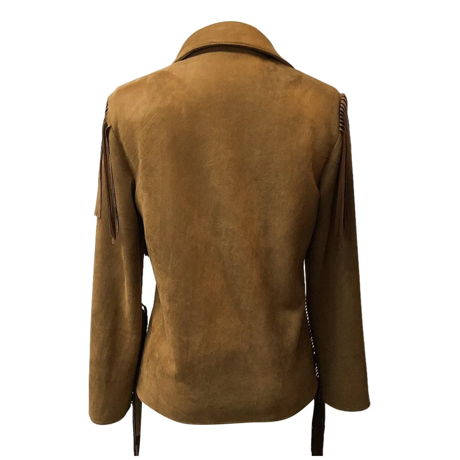 Женская блуза с бахромой Fashion Cowgirl Leather Tops Women Tassel Shirts 70s Hippie Cowgirl Western Faux Suede Fringe Blouse Long Sleeve Button Lapel Top Elegant, Brown — фото 4