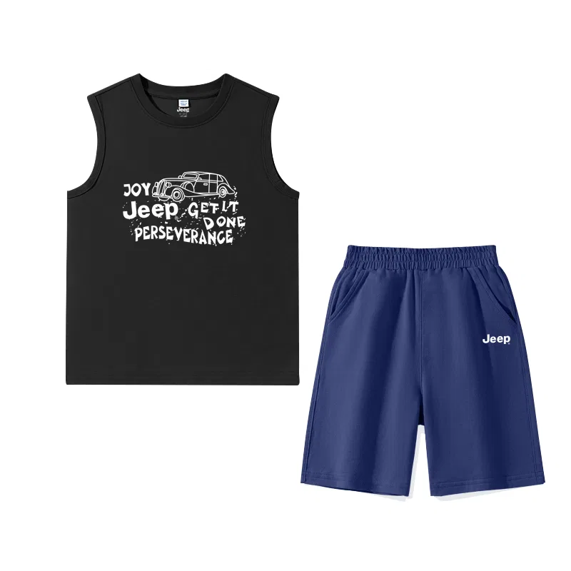 Детский спортивный комплект с кубинским воротником, модель Black/E White Line Stitch-Blue/E White Logo Silicone K, Jeep, Black/E White Line Stitch-Blue/E White Logo Silicone K