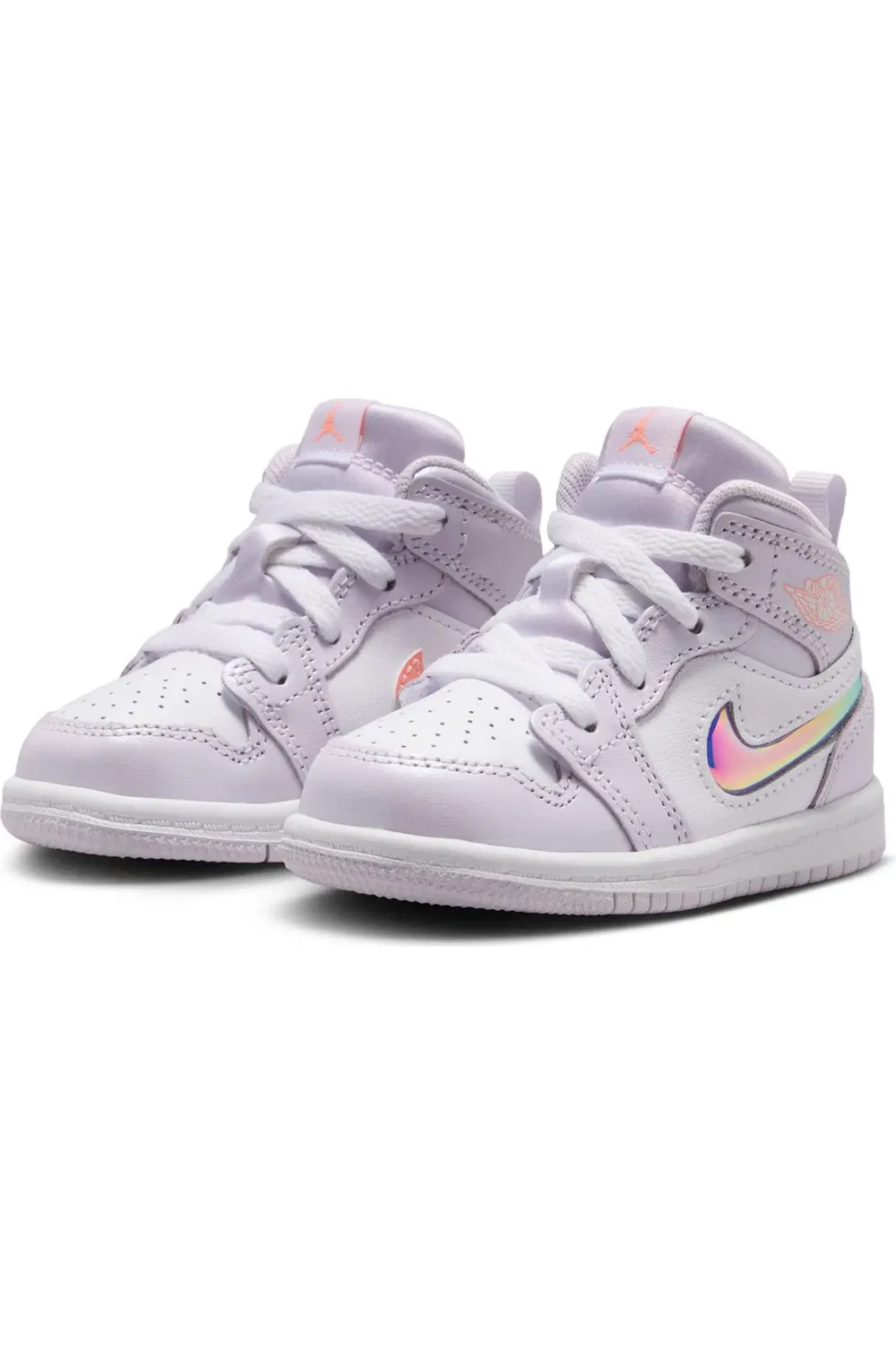 Детские кроссовки баскетбольные Air Jordan 1 Mid SE Jordan, Barely Grape/White/Atomic Pink — фото 2